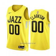 Camiseta Utah Jazz Jordan Clarkson NO 00 Icon 2022-23 Amarillo