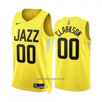 Camiseta Utah Jazz Jordan Clarkson NO 00 Icon 2022-23 Amarillo