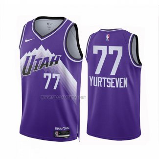 Camiseta Utah Jazz Omer Yurtseven NO 77 Ciudad 2023-24 Violeta