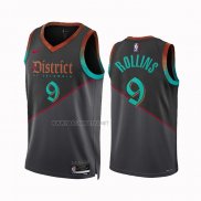 Camiseta Washington Wizards Ryan Rollins NO 9 Ciudad 2023-24 Negro