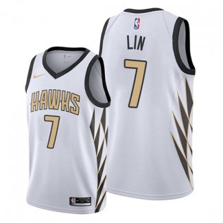 Camiseta Atlanta Hawks Jeremy Lin NO 7 Ciudad Edition Blanco