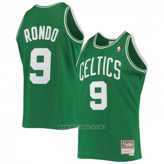 Camiseta Boston Celtics Rajon Rondo NO 9 Hardwood Classics Verde