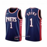 Camiseta Brooklyn Nets Bruce Brown NO 1 Ciudad 2021-22 Azul