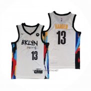Camiseta Brooklyn Nets James Harden NO 13 Ciudad 2020-21 Blanco