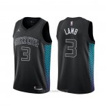 Camiseta Charlotte Hornets Jeremy Lamb NO 3 Ciudad Negro