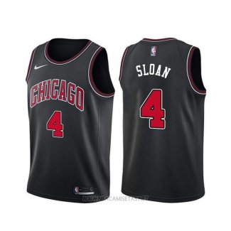 Camiseta Chicago Bulls Jerry Sloan NO 4 Statement Negro
