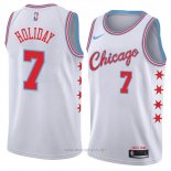 Camiseta Chicago Bulls Justin Holiday NO 7 Ciudad 2018 Blanco