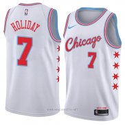 Camiseta Chicago Bulls Justin Holiday NO 7 Ciudad 2018 Blanco