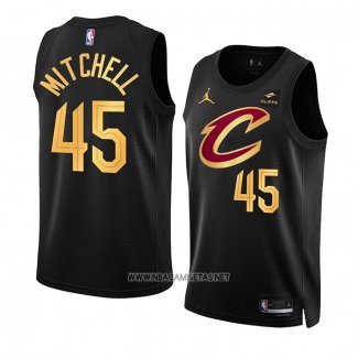 Camiseta Cleveland Cavaliers Donovan Mitchell NO 45 Statement 2022-23 Negro