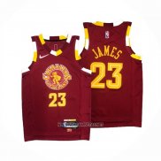 Camiseta Cleveland Cavaliers LeBron James NO 23 Ciudad Rojo