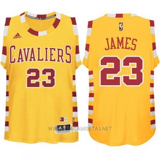 Camiseta Cleveland Cavaliers LeBron James NO 23 Retro Amarillo