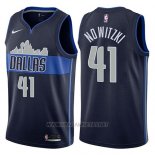 Camiseta Dallas Mavericks Dirk Nowitzki NO 41 Statement 2017-18 Azul
