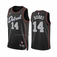 Camiseta Detroit Pistons Alec Burks NO 14 Ciudad 2023-24 Negro