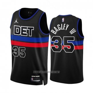 Camiseta Detroit Pistons Marvin Bagley III NO 35 Statement 2022-23 Negro