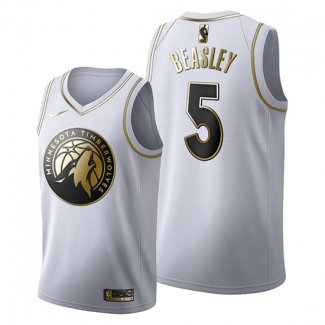 Camiseta Golden Edition Minnesota Timberwolves Malik Beasley NO 5 2019-20 Blanco