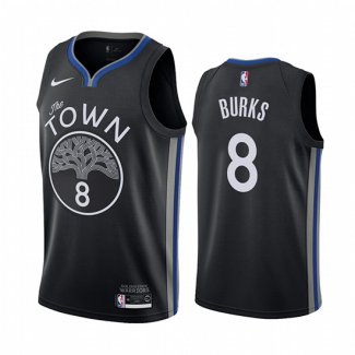 Camiseta Golden State Warriors Alec Burks NO 8 Ciudad Negro