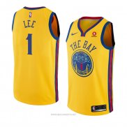 Camiseta Golden State Warriors Damion Lee NO 1 Ciudad 2018 Amarillo
