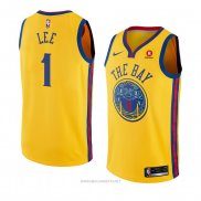 Camiseta Golden State Warriors Damion Lee NO 1 Ciudad 2018 Amarillo