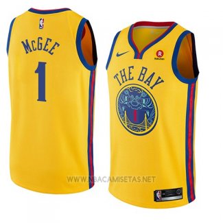 Camiseta Golden State Warriors Javale Mcgee NO 1 Ciudad 2018 Amarillo