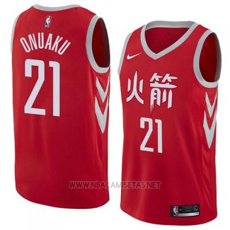 Camiseta Houston Rockets Chinanu Onuaku NO 21 Ciudad 2018 Rojo