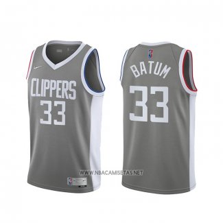 Camiseta Los Angeles Clippers Nicolas Batum NO 33 Earned 2020-21 Gris