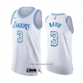 Camiseta Los Angeles Lakers Anthony Davis NO 3 Ciudad Autentico 2020-21 Blanco