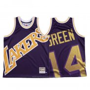 Camiseta Los Angeles Lakers Danny Verde NO 14 Mitchell & Ness Big Face Violeta