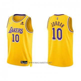 Camiseta Los Angeles Lakers DeAndre Jordan NO 10 75th Anniversary 2021-22 Amarillo