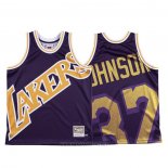 Camiseta Los Angeles Lakers Johnson NO 32 Mitchell & Ness Big Face Violeta