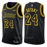 Camiseta Los Angeles Lakers Kobe Bryant NO 24 Ciudad 2017-18 Negro