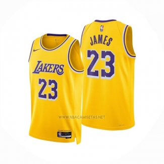 Camiseta Los Angeles Lakers LeBron James NO 23 Icon 2024-25 Amarillo