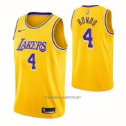 Camiseta Los Angeles Lakers Rajon Rondo NO 4 Icon Amarillo