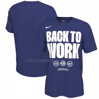 Camiseta Manga Corta Detroit Pistons 2025 NBA Playoffs Azul