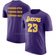 Camiseta Manga Corta Los Angeles Lakers James NO 23 Commemorative Violeta1