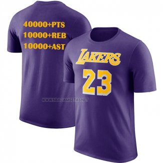 Camiseta Manga Corta Los Angeles Lakers James NO 23 Commemorative Violeta1