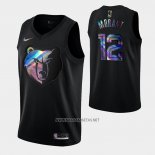 Camiseta Memphis Grizzlies Ja Morant NO 12 Iridescent Logo Negro