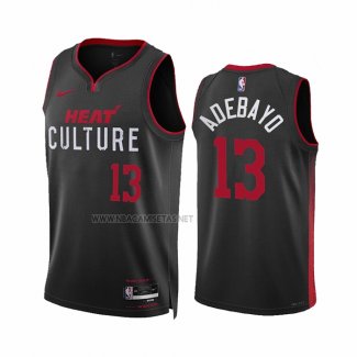 Camiseta Miami Heat Bam Adebayo NO 13 Ciudad 2023-24 Negro