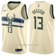 Camiseta Milwaukee Bucks Malcolm Brogdon NO 13 Ciudad Crema