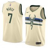 Camiseta Milwaukee Bucks Thon Maker NO 7 Ciudad 2018 Crema