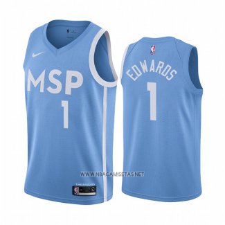 Camiseta Minnesota Timberwolves Anthony Edwards NO 1 Ciudad Azul