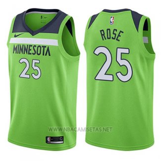 Camiseta Minnesota Timberwolves Derrick Rose NO 25 Statement 2017-18 Verde
