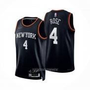 Camiseta New York Knicks Derrick Rose NO 4 Select Series Negro