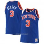 Camiseta New York Knicks John Starks NO 3 Mitchell & Ness Hardwood Classics Azul