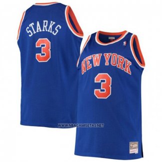 Camiseta New York Knicks John Starks NO 3 Mitchell & Ness Hardwood Classics Azul