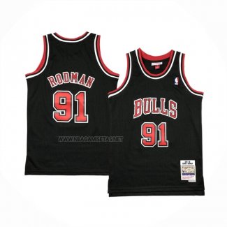 Camiseta Nino Chicago Bulls Dennis Rodman NO 91 Mitchell & Ness 1997-98 Negro