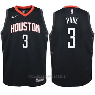 Camiseta Nino Houston Rockets Chris Paul NO 3 Statehombret 2017-18 Negro