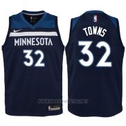 Camiseta Nino Minnesota Timberwolves Karl-Anthony Towns NO 32 2017-18 Azul