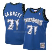 Camiseta Nino Minnesota Timberwolves Kevin Garnett NO 21 Hardwood Classics Throwback 2003-04 Azul