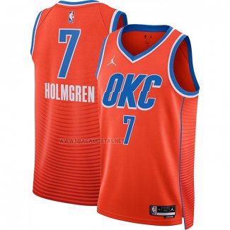 Camiseta Oklahoma City Thunder Chet Holmgren NO 7 Statement Naranja