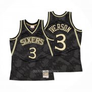 Camiseta Philadelphia 76ers Allen Iverson NO 3 Mitchel & Ness 1996-97 Negro